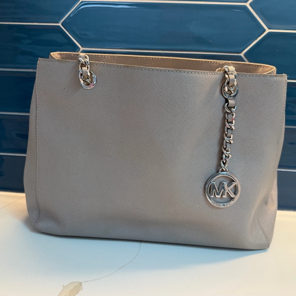 Michael Kors Silver Tote with Chain Detail